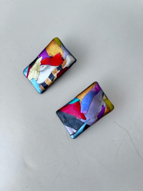 Artisan Jewelry - Multicolor Abstract Pierced Earrings